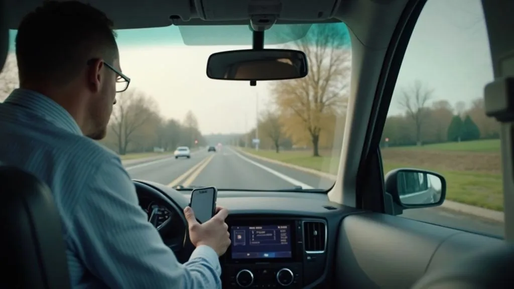 Driving examiner watches a learner parallel park during road test